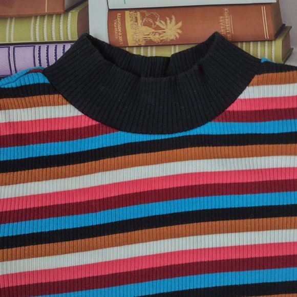 Multi-coloured Striped Mock Neck - Picture 2 of 2